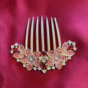 Elegant Pink and Gold Hair Comb